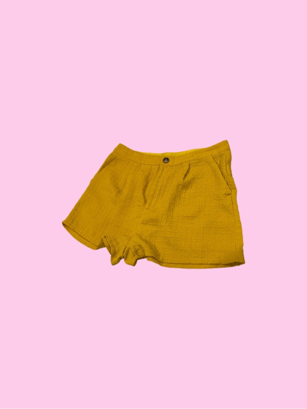 SHEIN Mustard Textured High-Waist Shorts